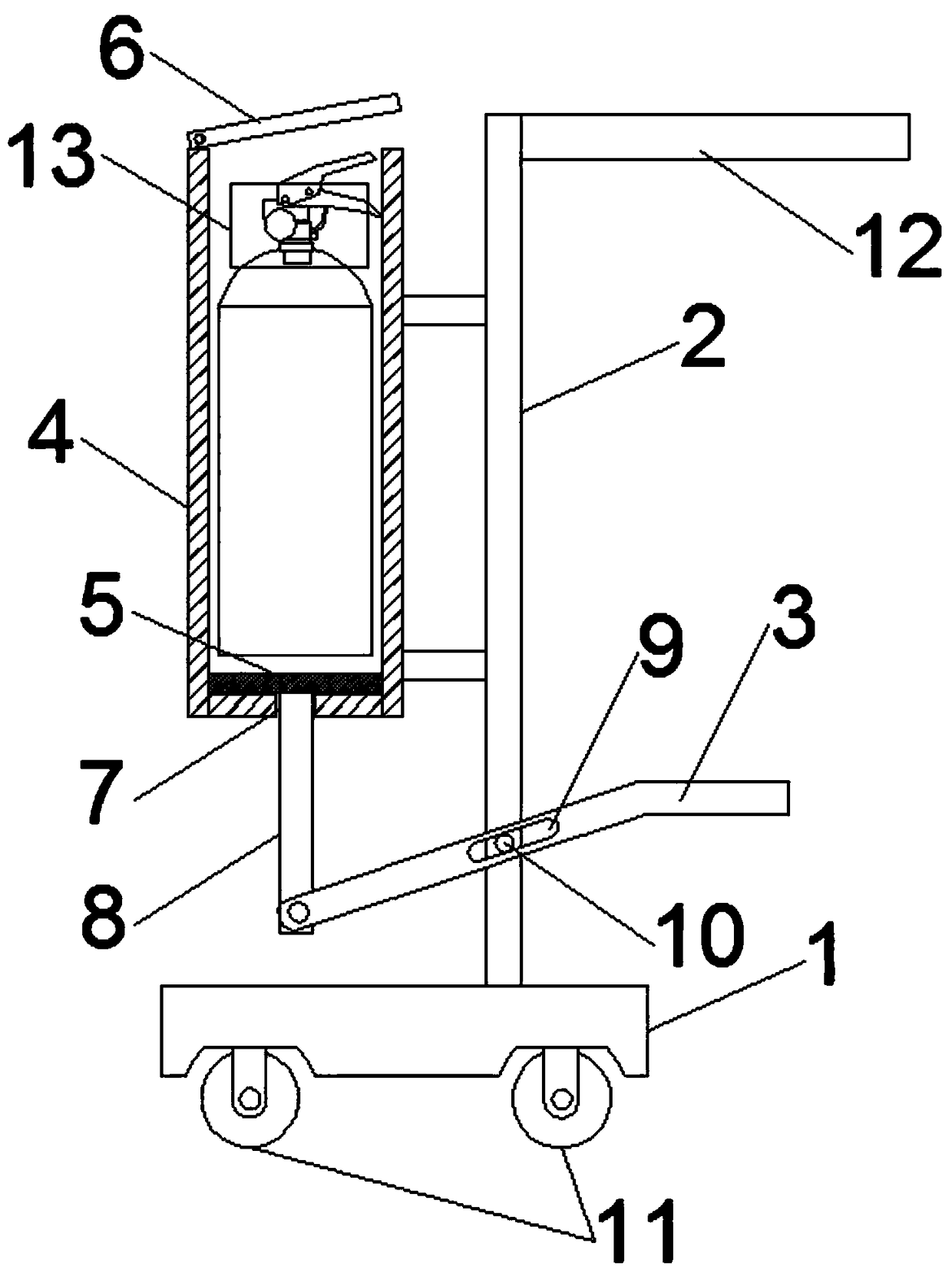 Movable type fire extinguisher storage device