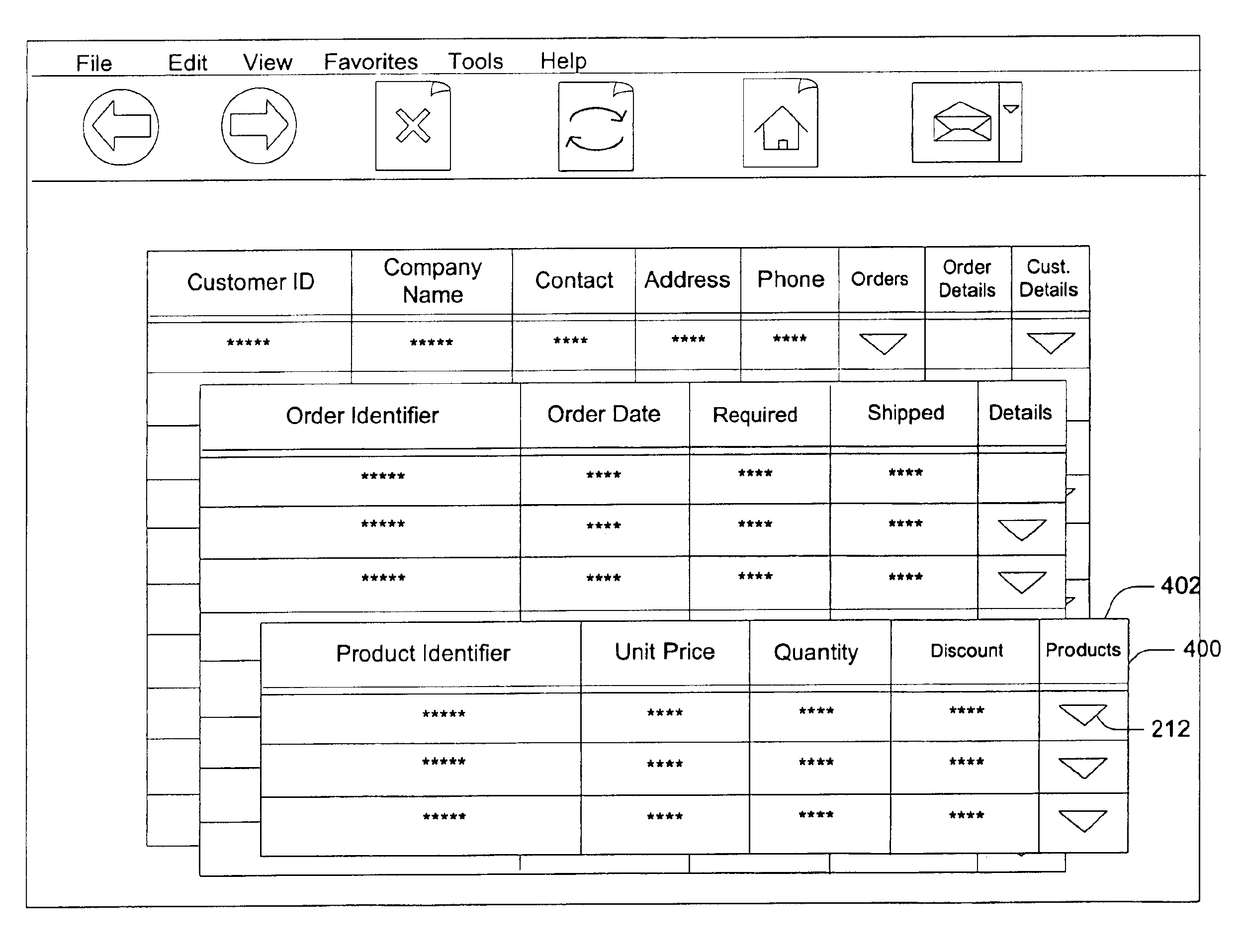 Systems and methods for creating and displaying a user interface for displaying hierarchical data