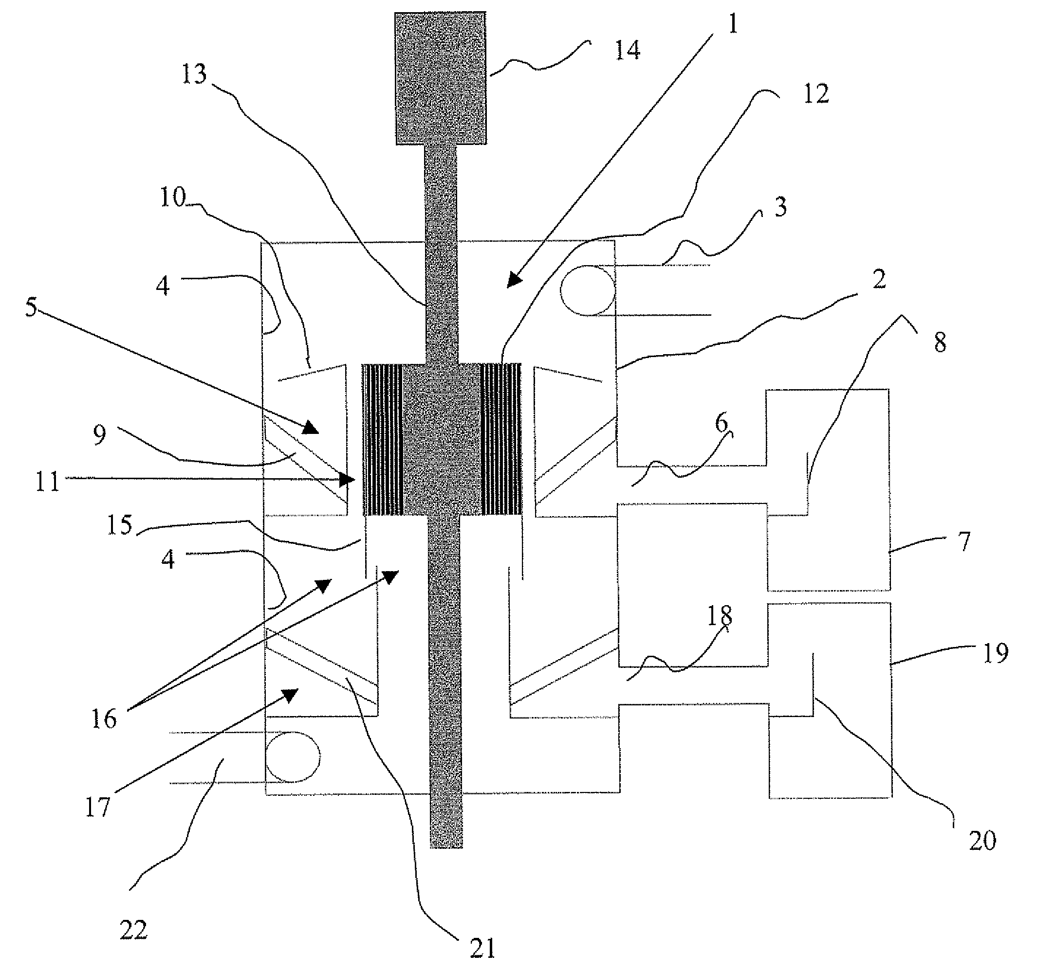 Separation device for removing liquid from a mixture comprising a gas and liquid