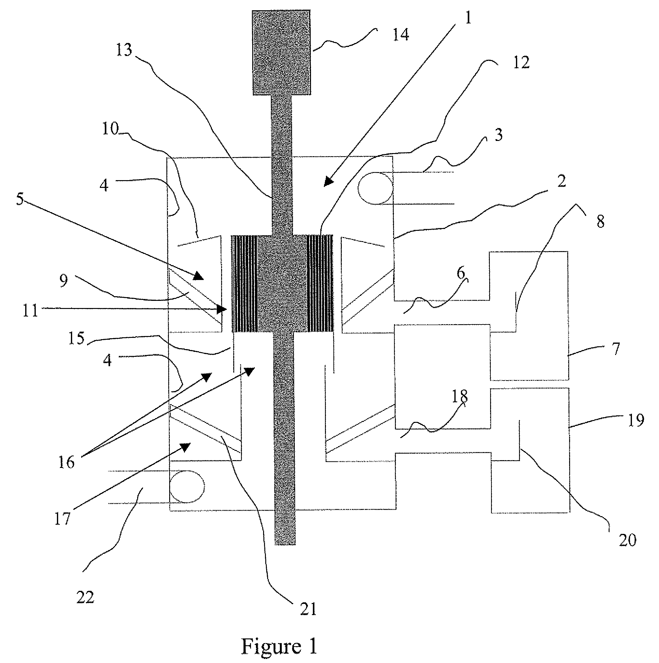 Separation device for removing liquid from a mixture comprising a gas and liquid