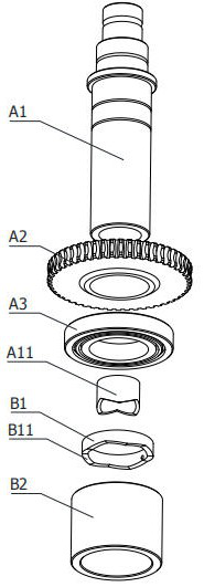 A press-fitting equipment for the injection molding assembly of the magnetic conducting ring of the automobile steering gear