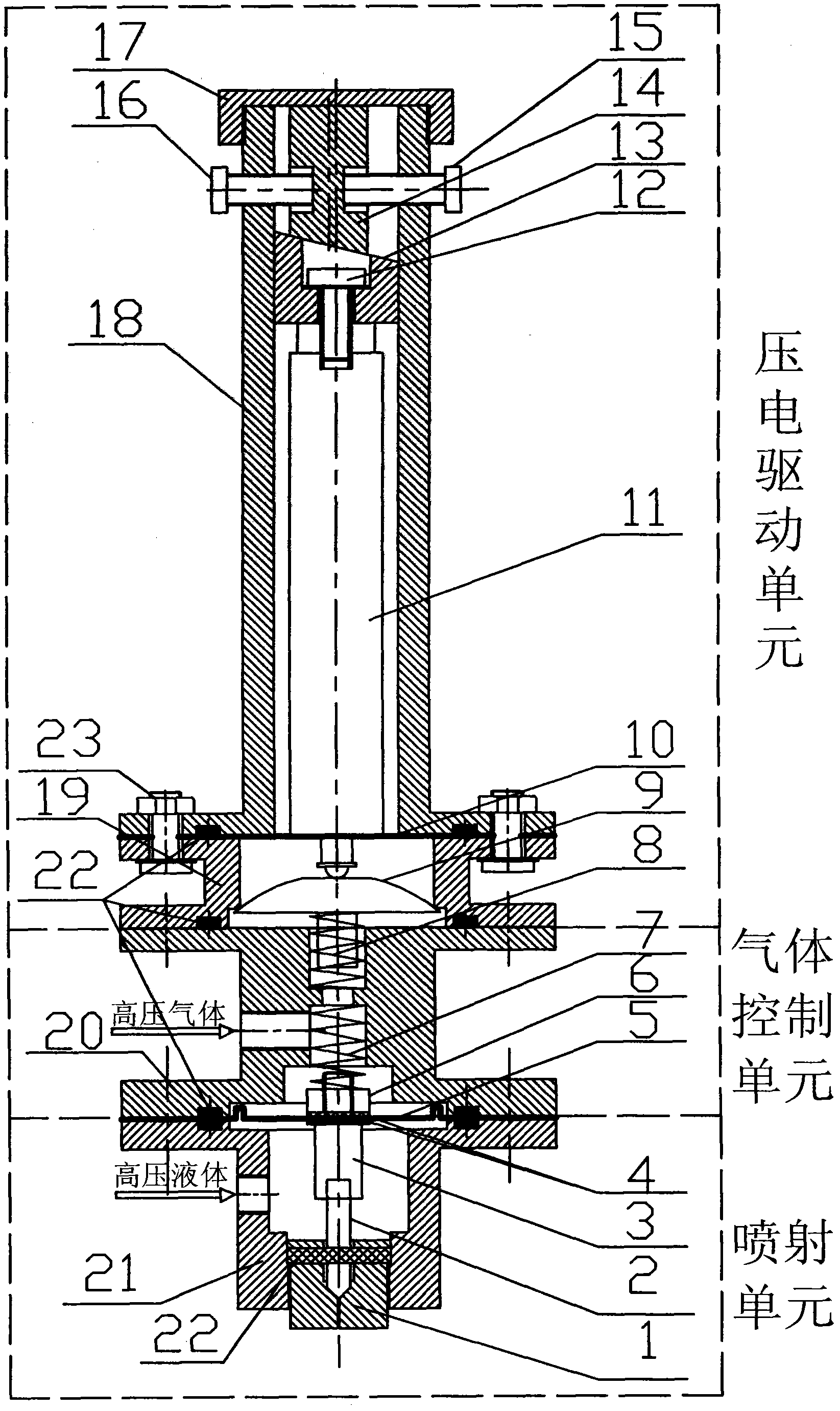 Piezoelectric-gas mixture control type fluid jet device