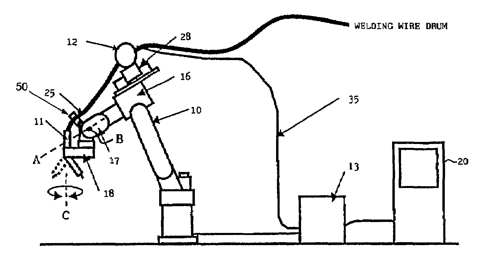 Torch cable accommodating structure of arc welding robot