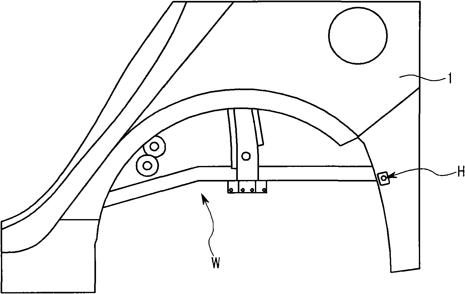 Hemming device for wheel housing of vehicle