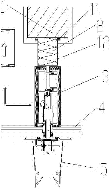 Fireproof joint structure of tower curtain wall floor plate