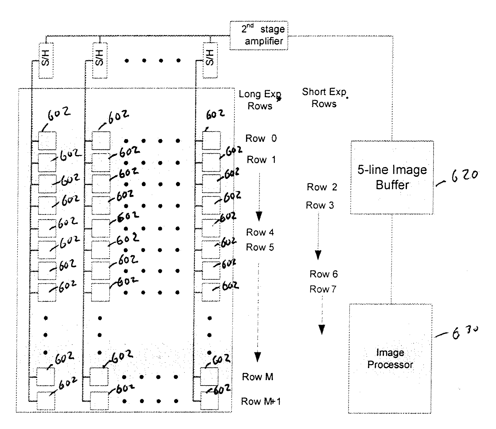 High dynamic range sensor with reduced line memory for color interpolation