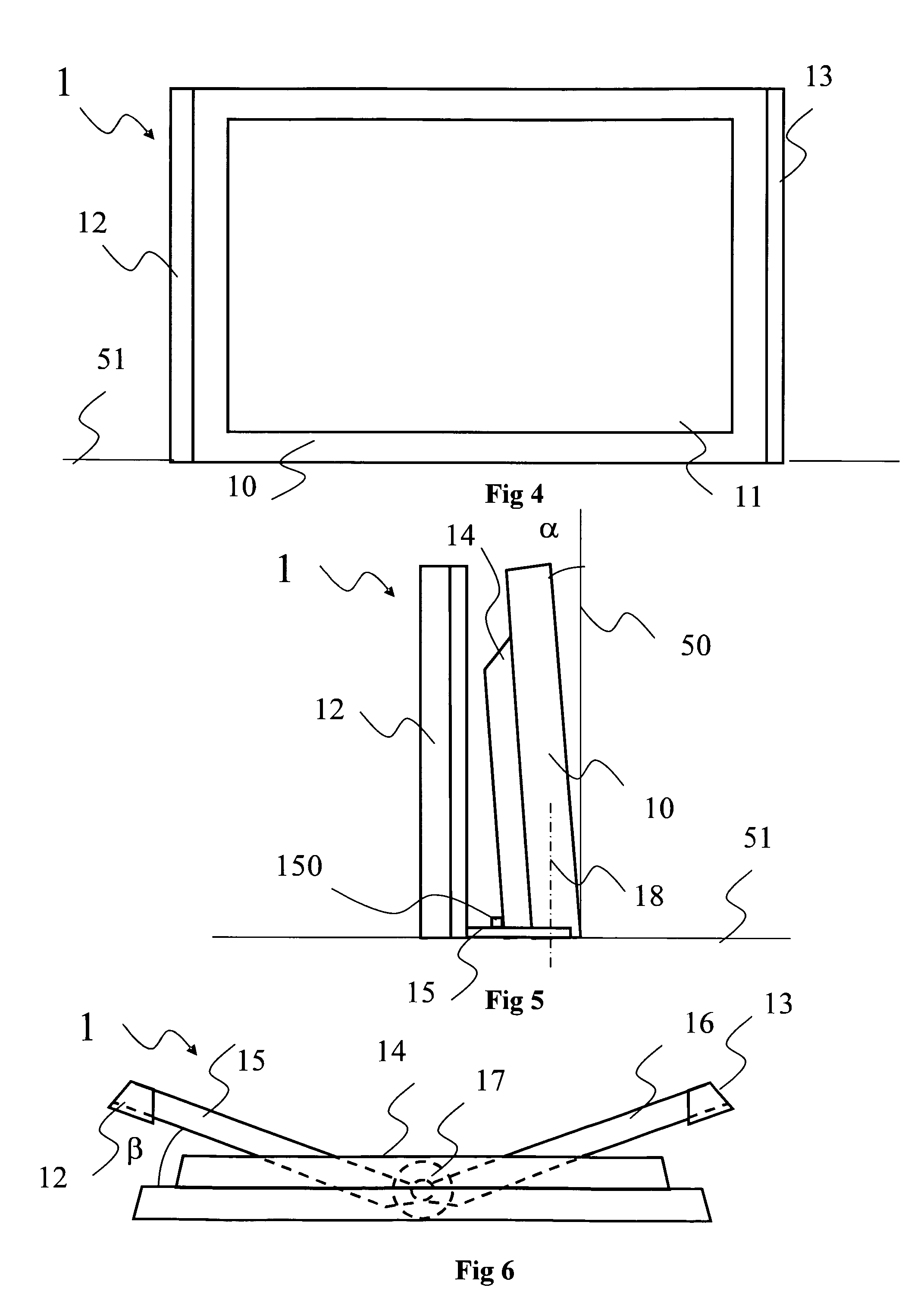 Flat screen display device