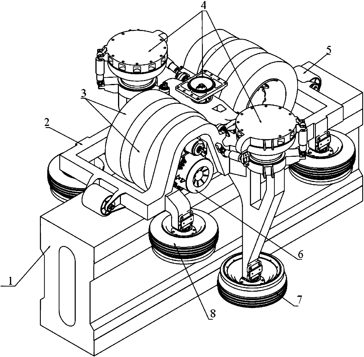 Straddle typemonorail train and double-shaft bogie thereof