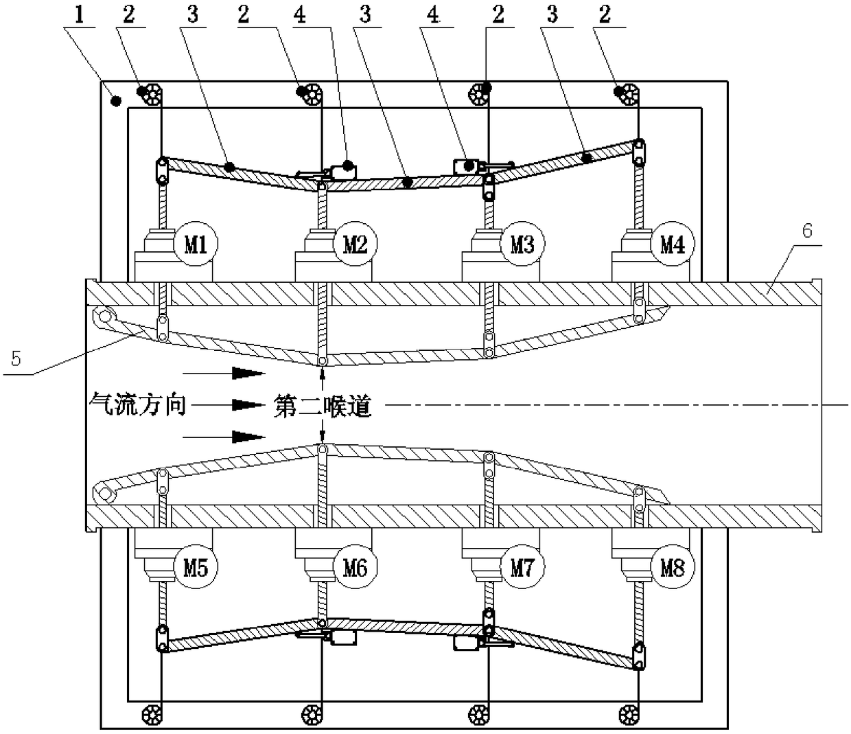 Position feedback and protection device of sub-span super wind tunnel diffuser adjustment sheet