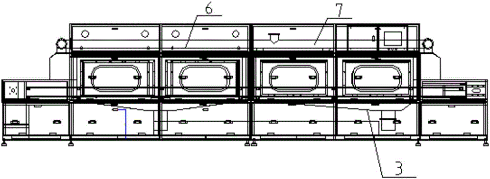 Continuous type cleaning machine for automobile parts