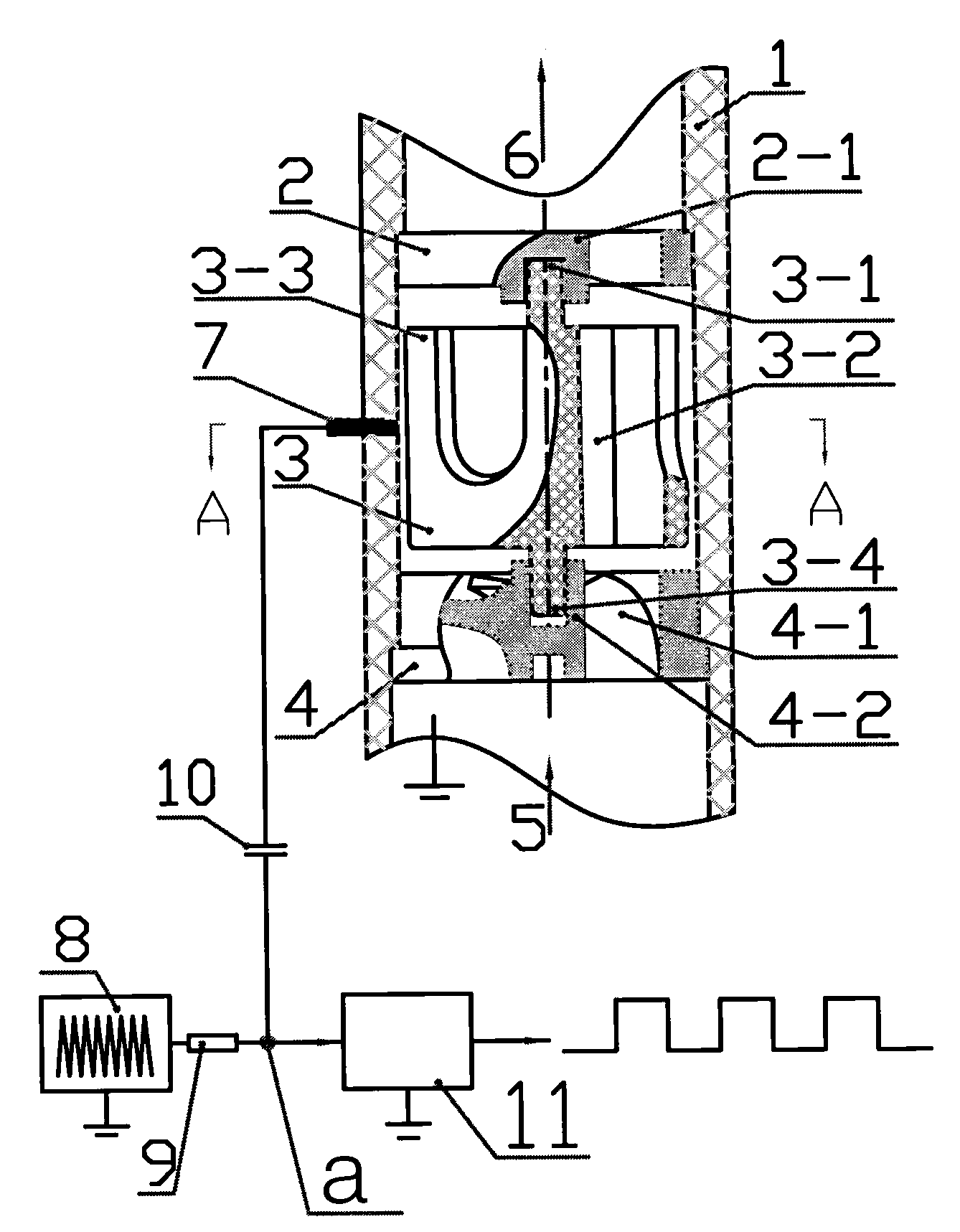 Axial flow impedance type water flow sensor