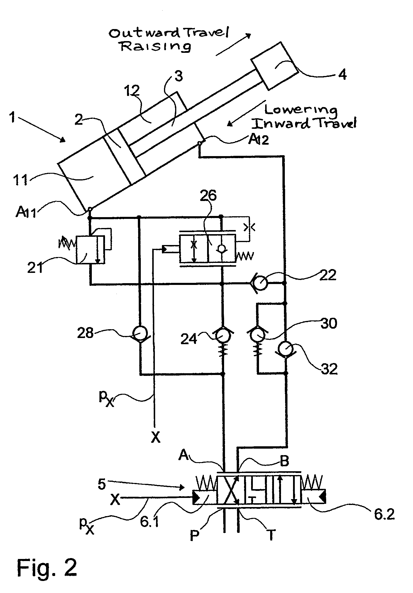 Circuit for controlling a double-action hydraulic drive cylinder