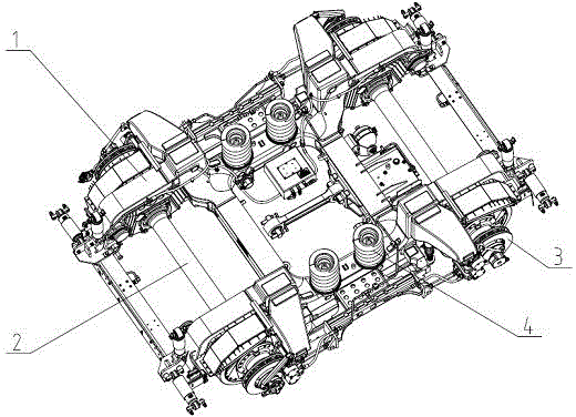 Unpowered bogie for 100-percent low-floor light rail vehicle