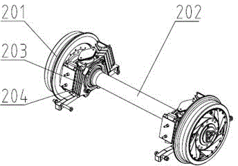 Unpowered bogie for 100-percent low-floor light rail vehicle