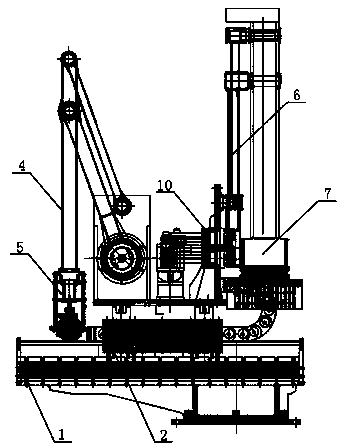 Four-bar linkage type spraying and taking all-in-one machine