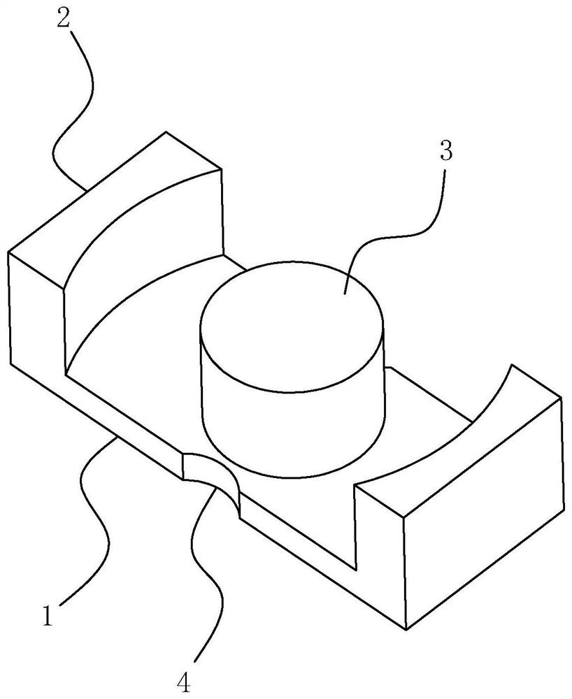 A molding die for an e-shaped magnetic core and a processing and molding method thereof