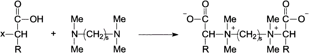 Alpha-lauryl betaine type dimeric surfactant and synthesis method thereof