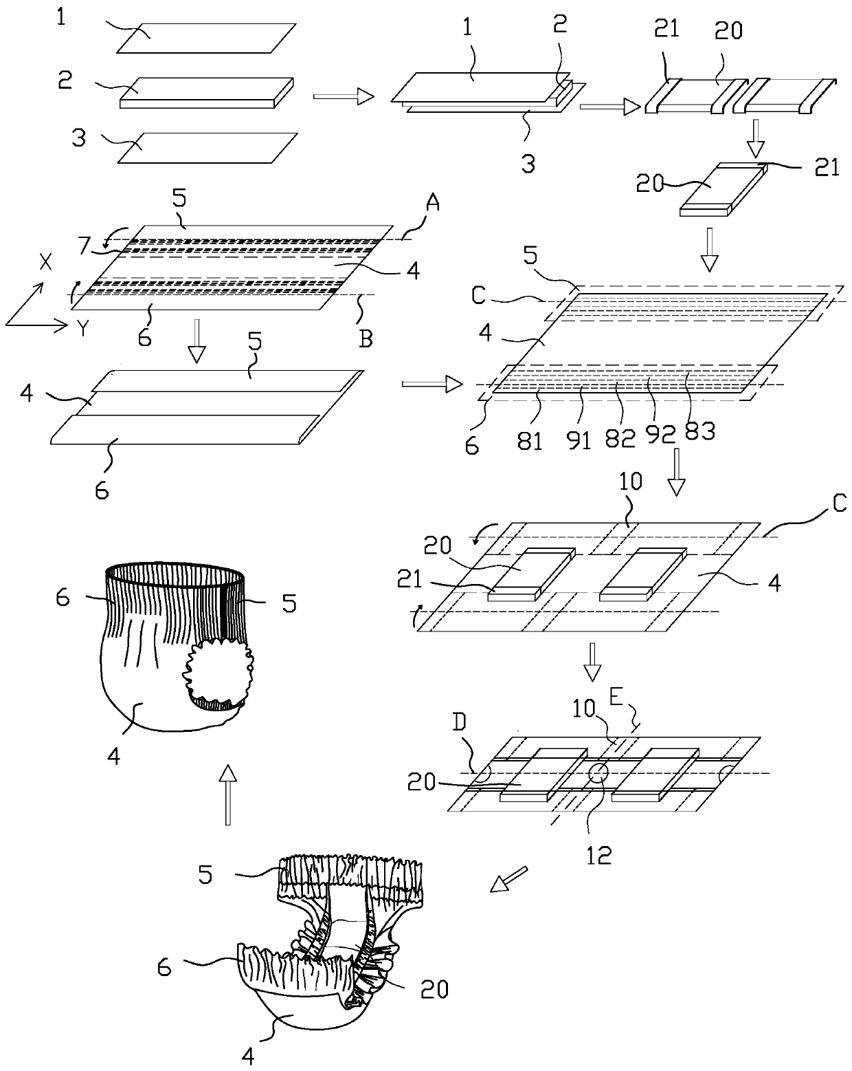 Preparation method of novel leakage-proof pant-type paper diaper