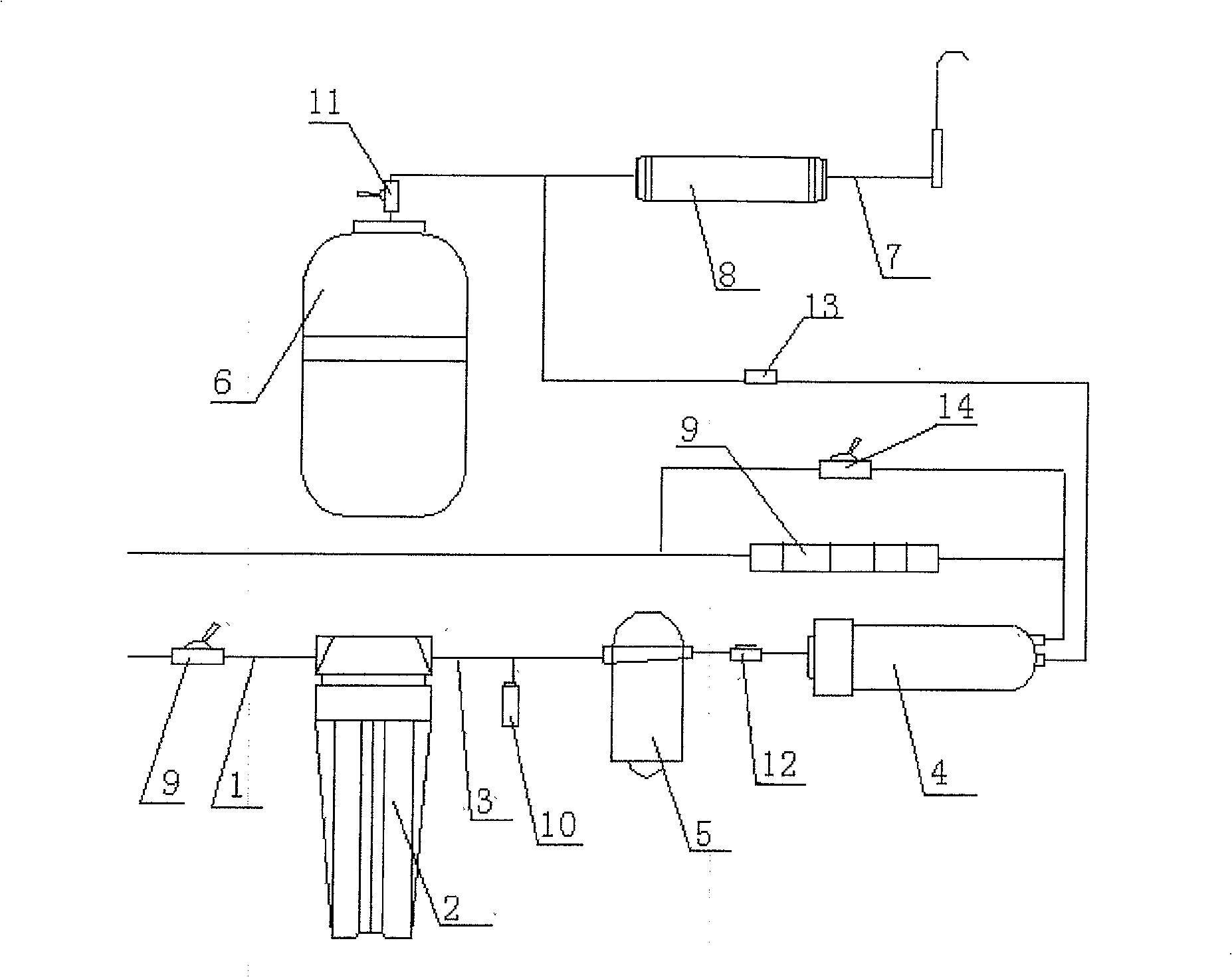 Household water purifying process and system