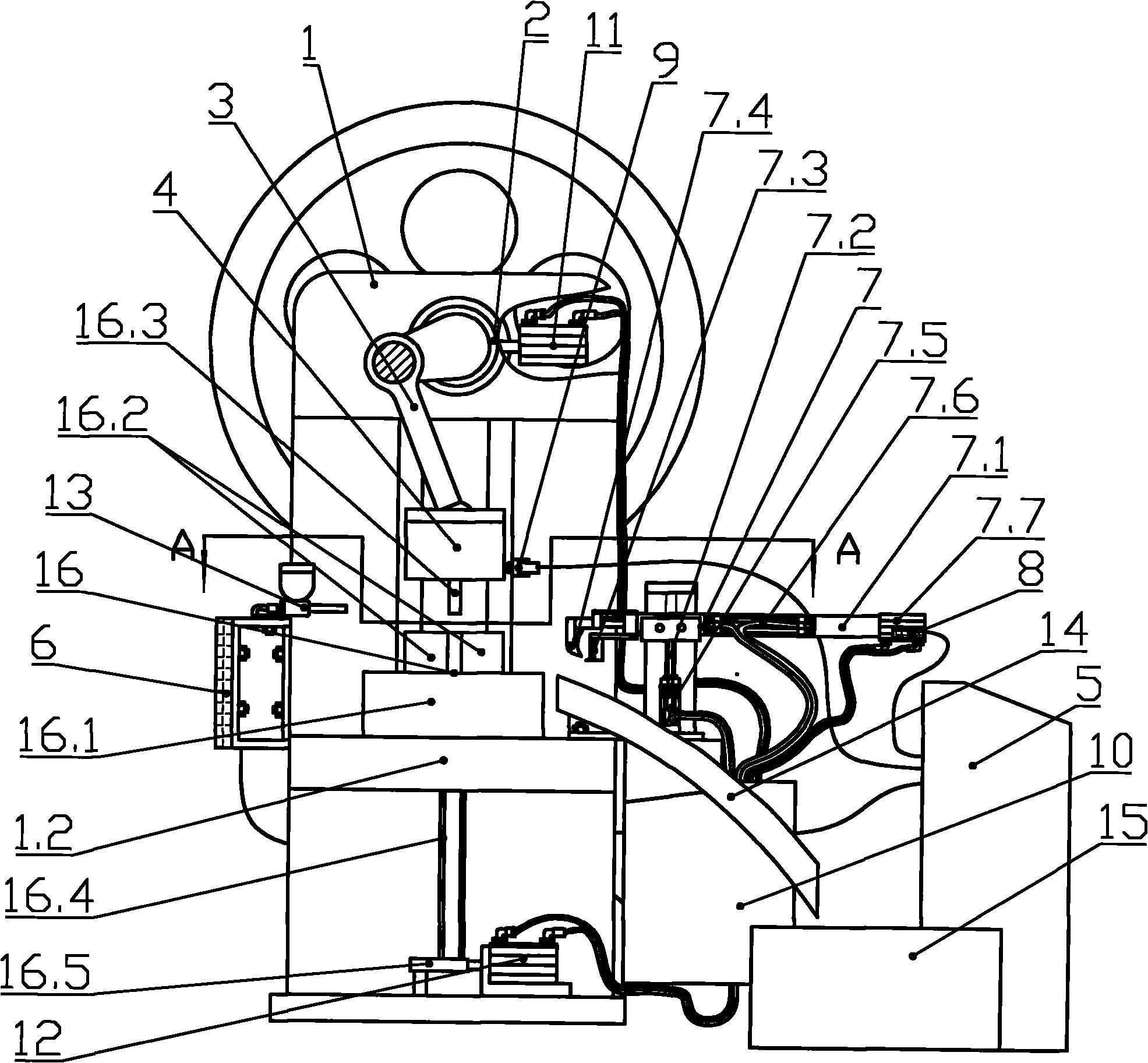 Automatic production device in valve pressure forging process