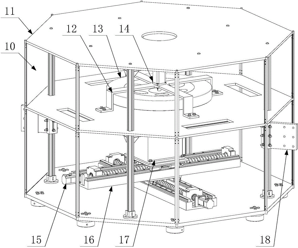 Multi-flexible-plate structure vibration measurement and control device and method on planar motion air floating working table