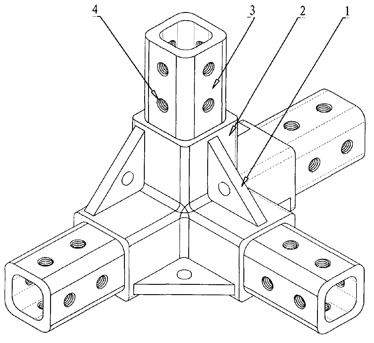 Integrated four-way right-angle pipe joint