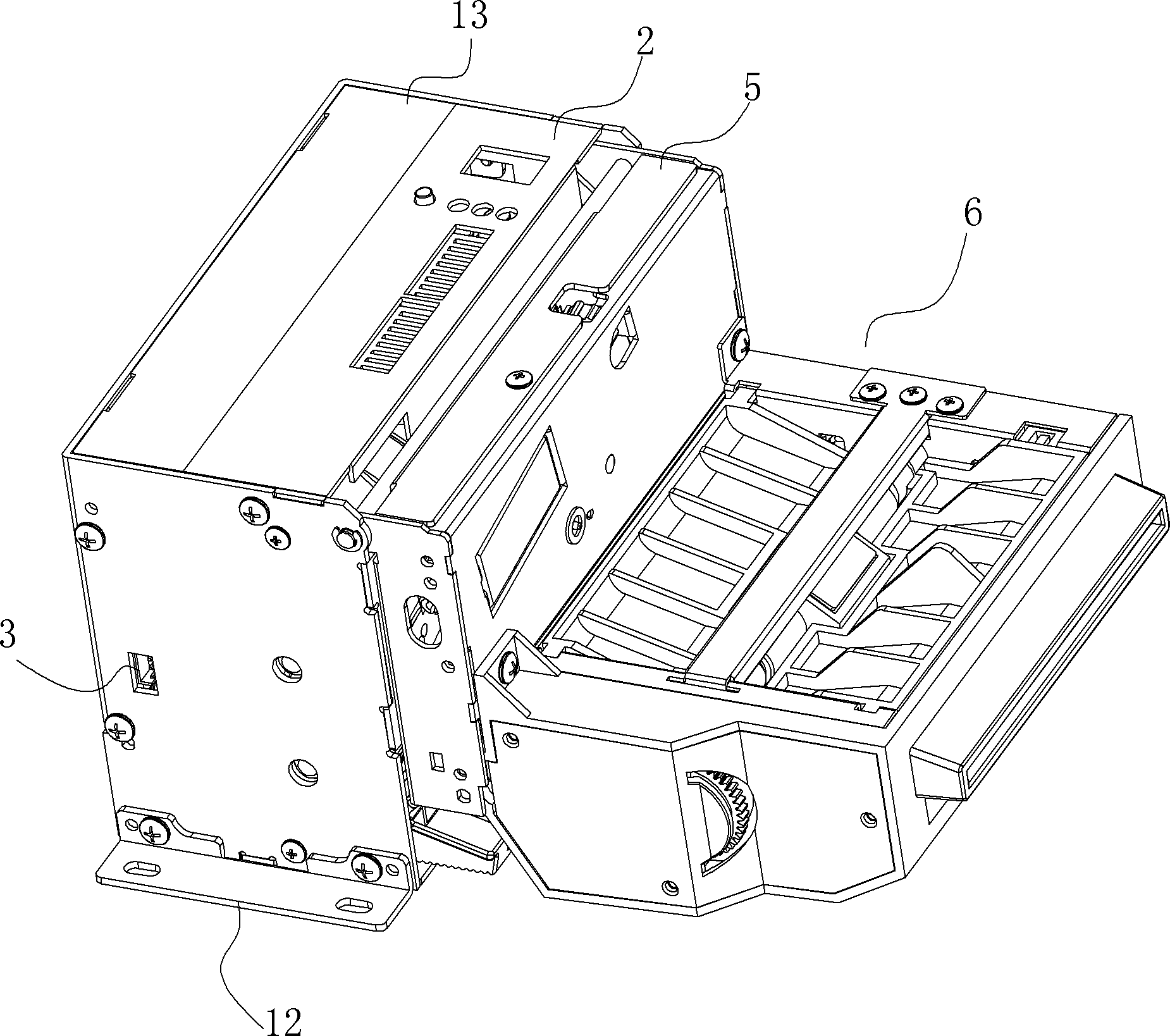 Scissors type integral cutter structure and printing device