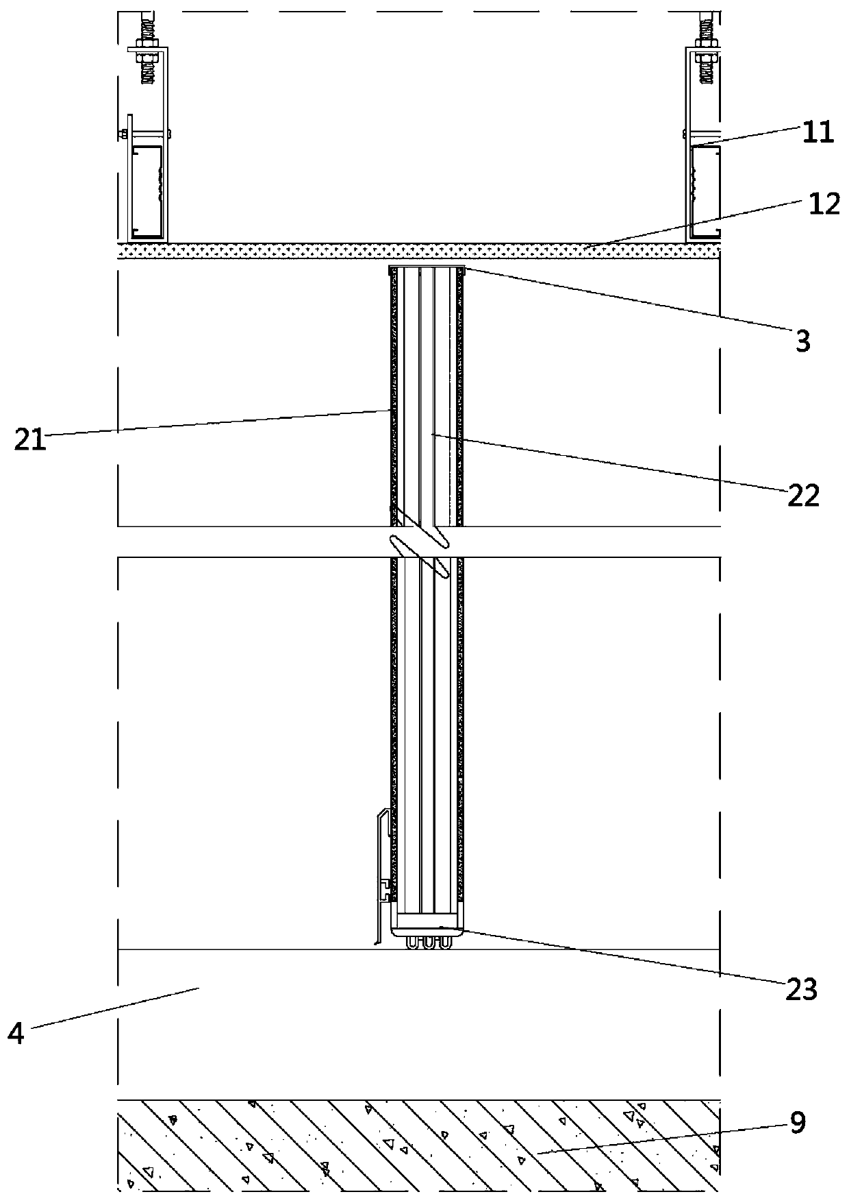 Mounting structure of fabricated movable frame type separation wall