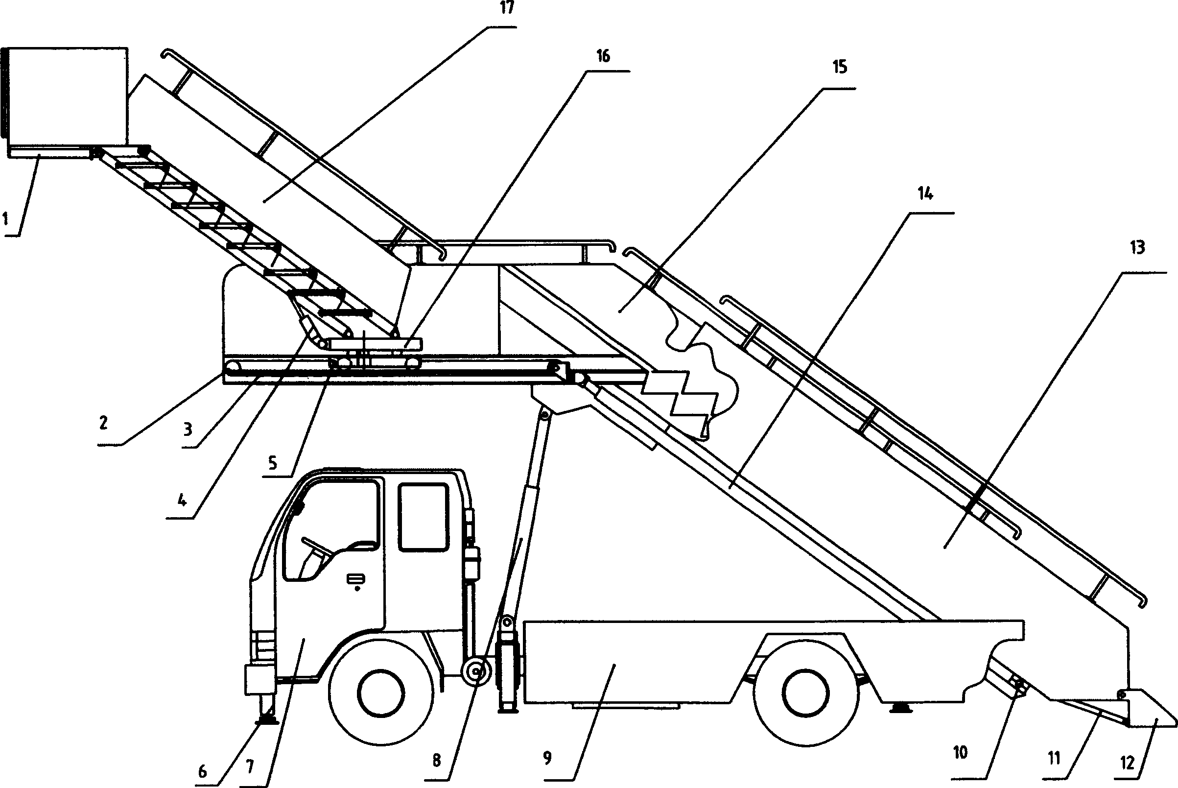 Rotary passenger ladder car for passenger ship