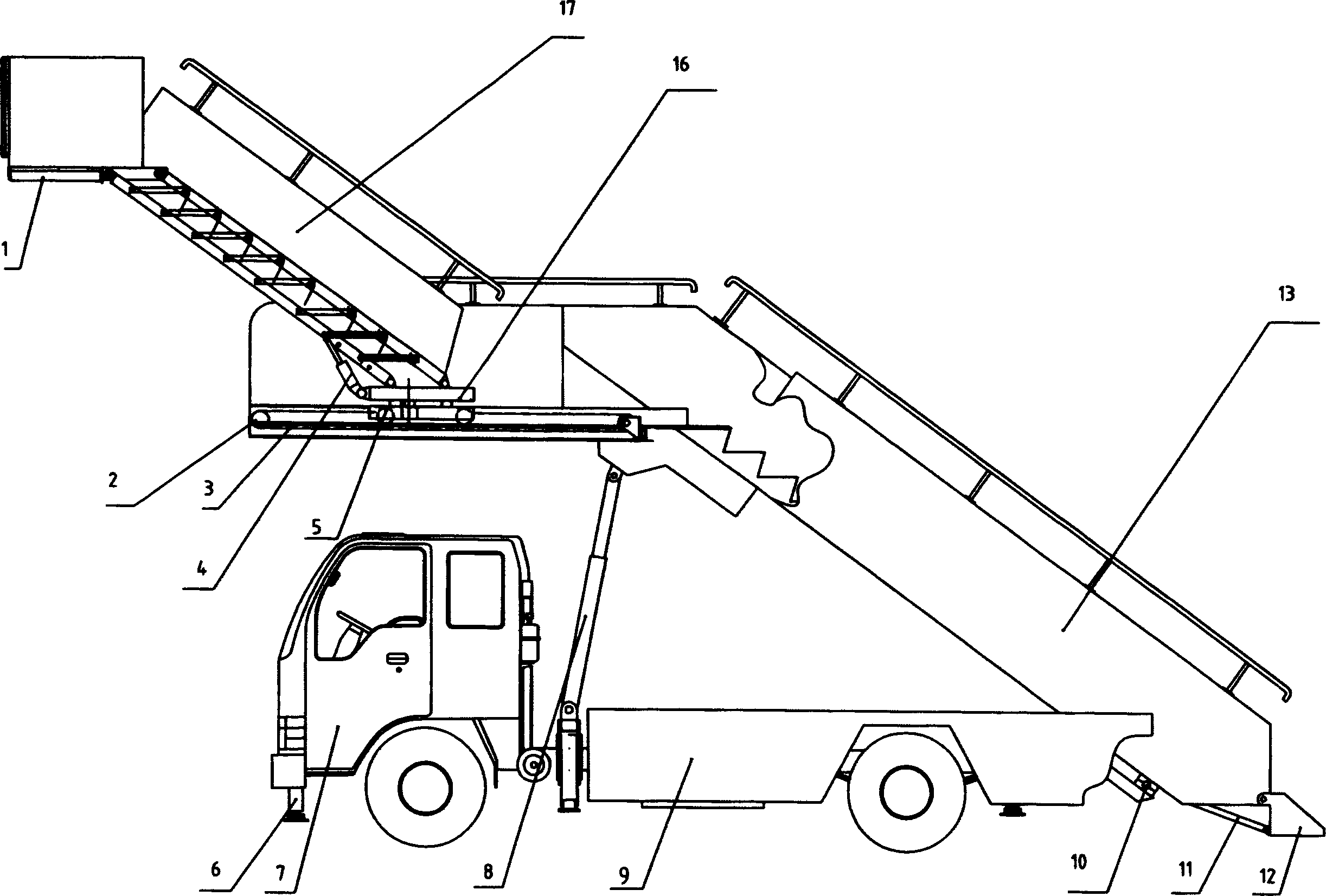 Rotary passenger ladder car for passenger ship