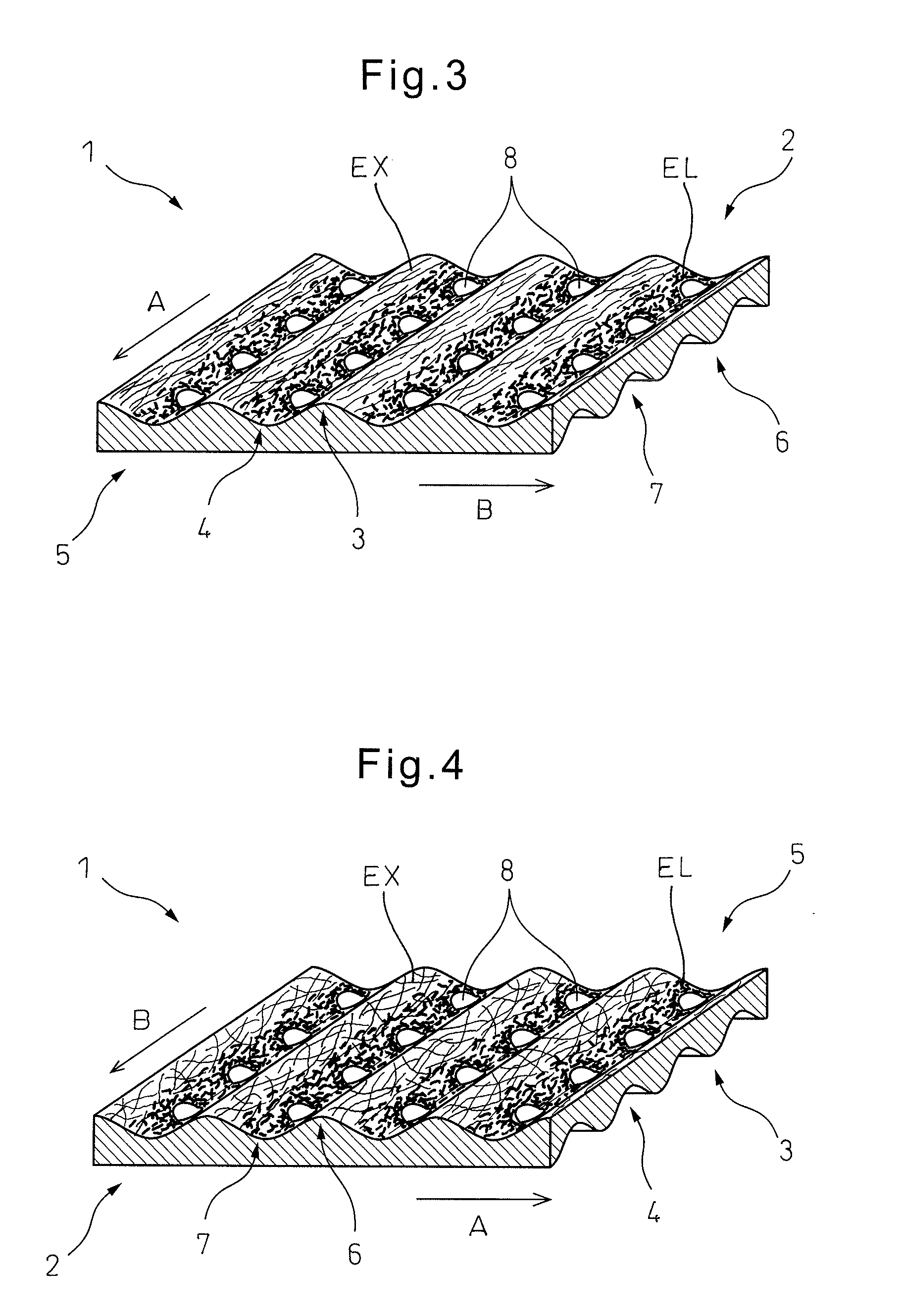 Nonwoven fabric having projections and recesses, comprising extensible fiber and elastic fiber, and method of producing nonwoven fabric