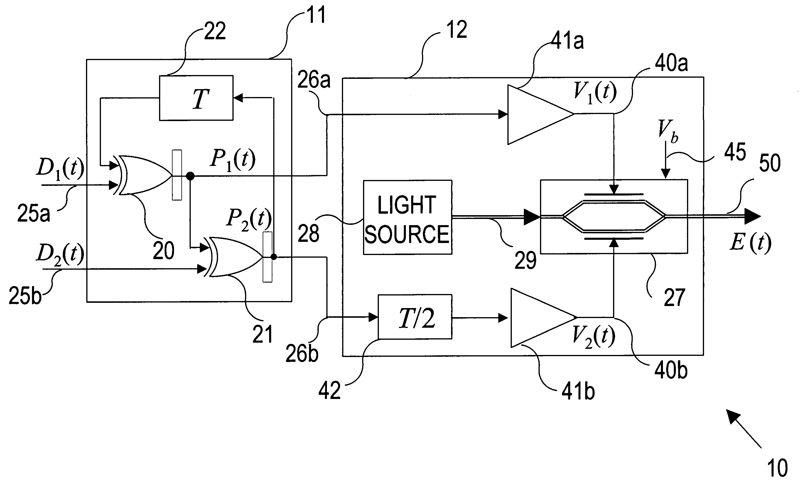 Half rate precoded data RZ transmitter