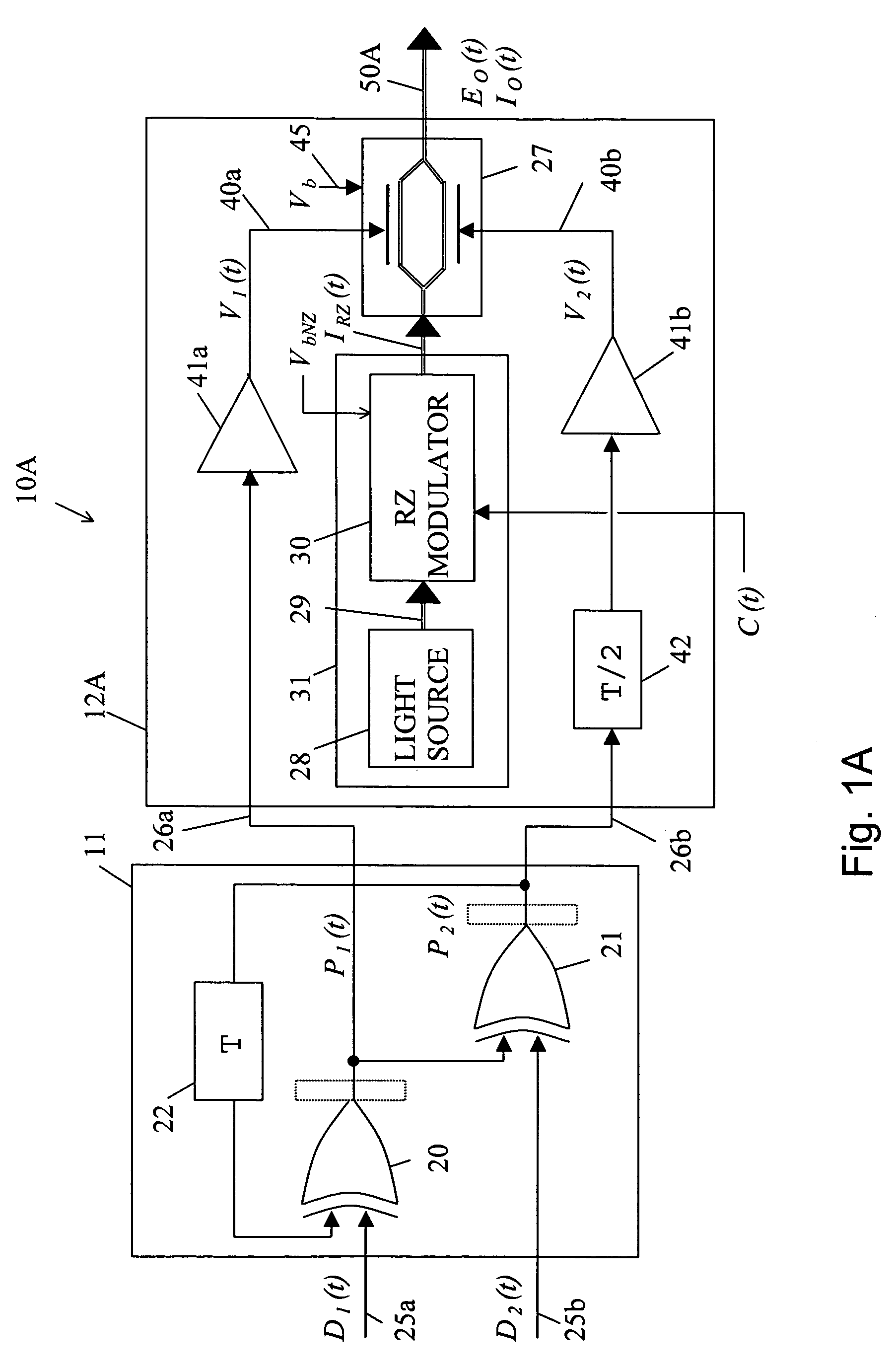 Half rate precoded data RZ transmitter