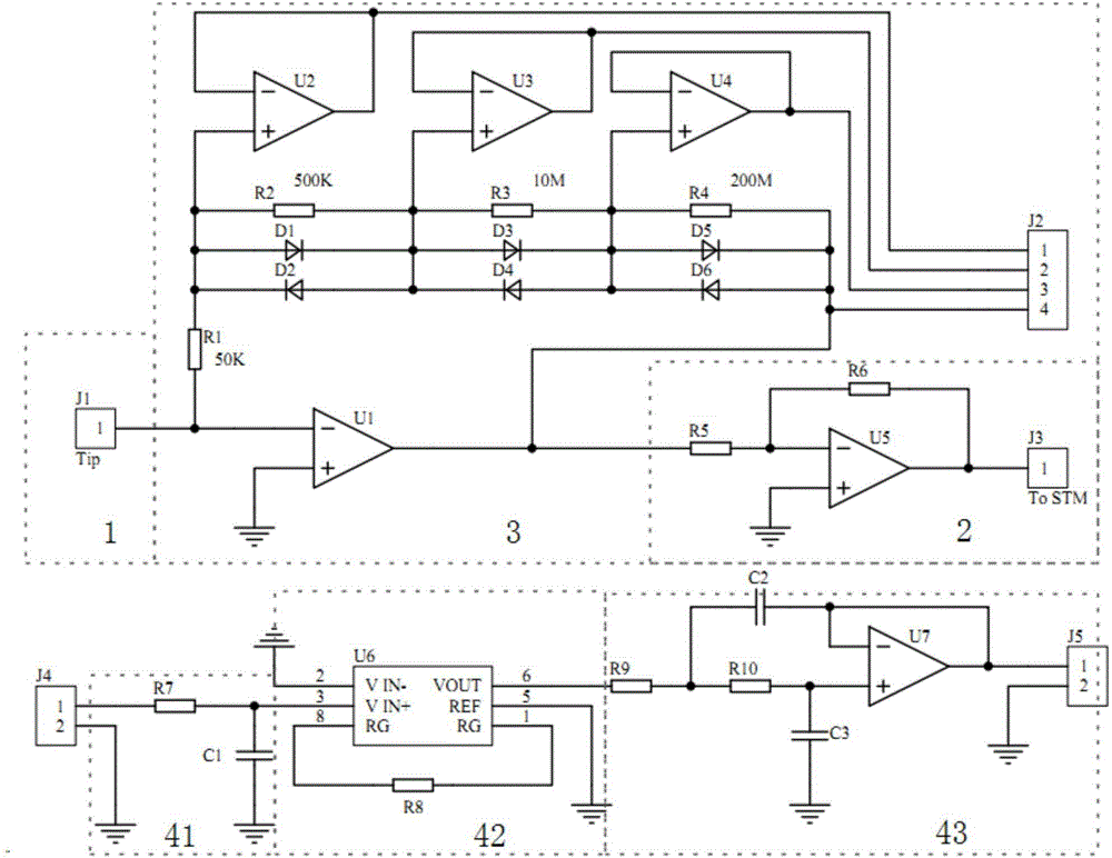 Micro-current detection device for single-molecule conductance measurement system