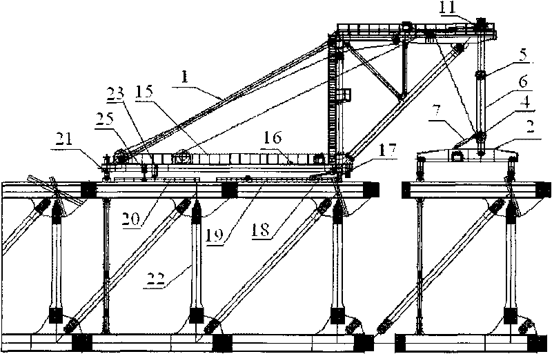 Crane with heavy frame beam