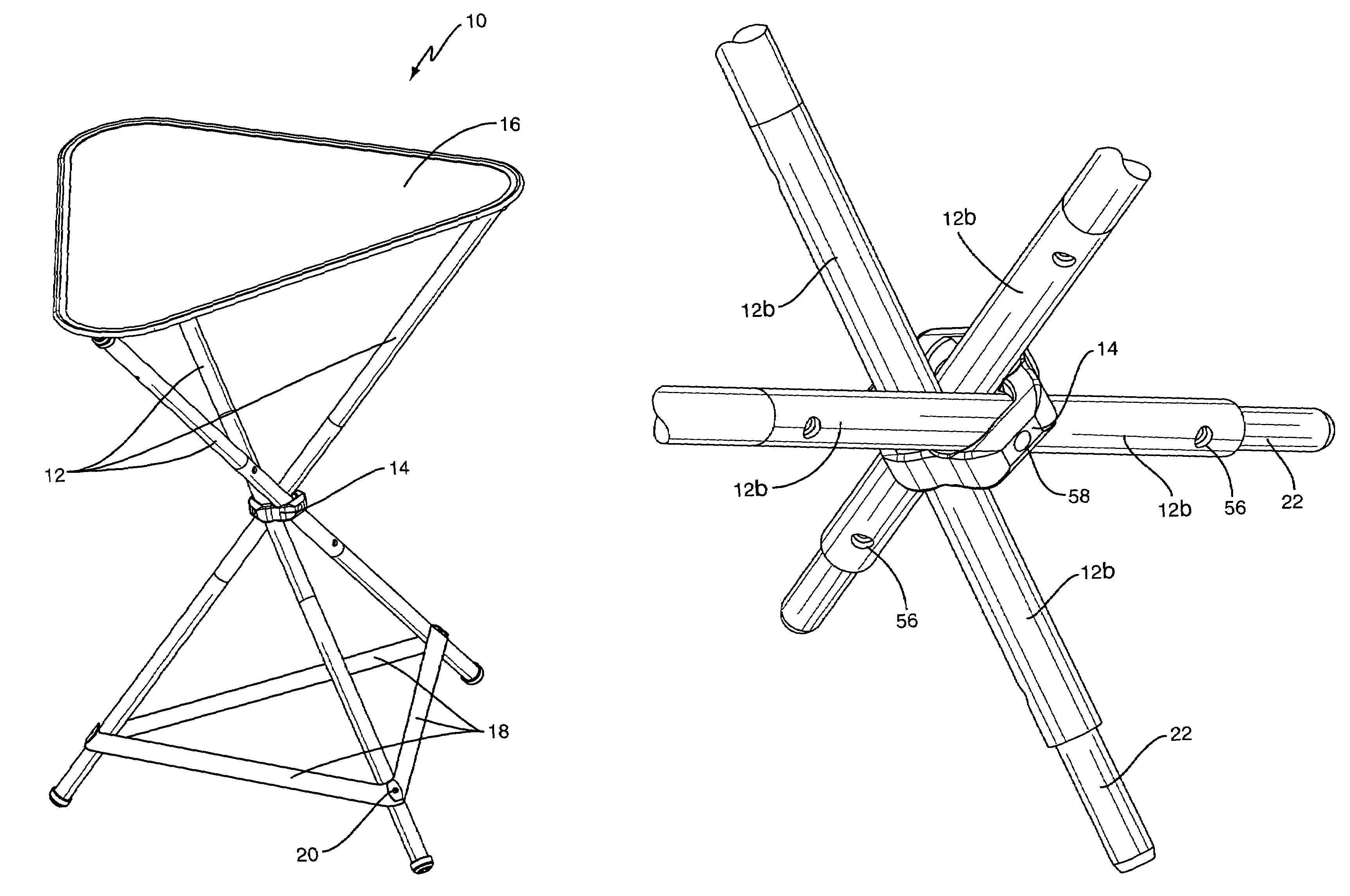 Collapsible support frame for furniture