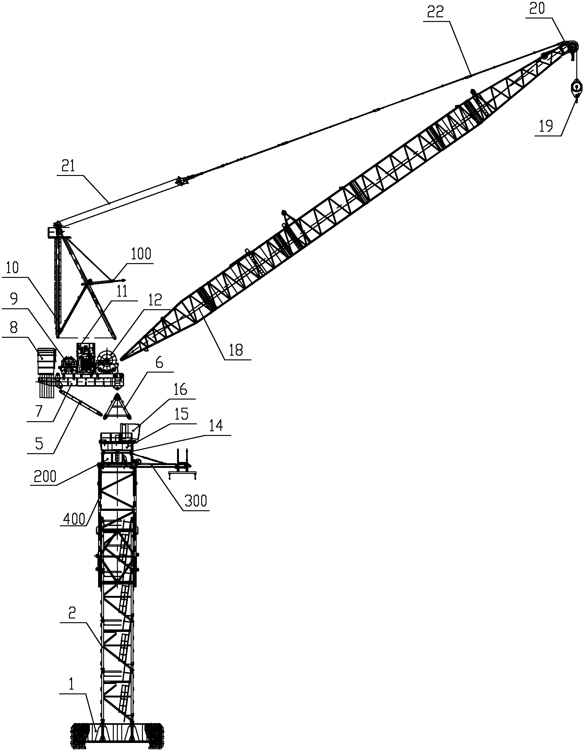 Movable-arm tower crane