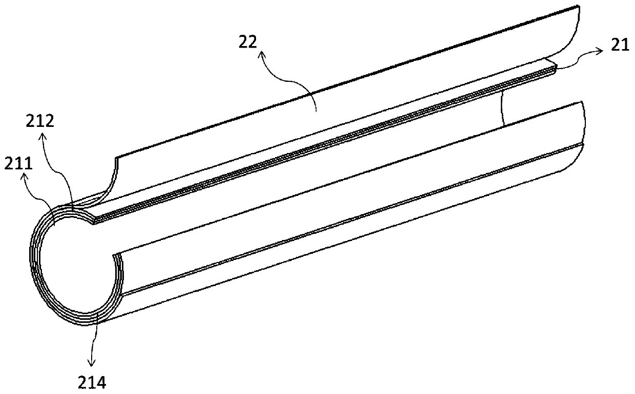 Pipe flow type cooling pipe fitting for heating non-combustible cigarette and preparation method thereof