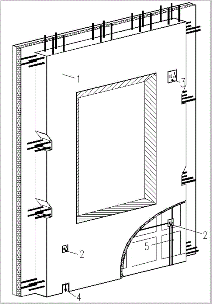 Integrated construction equipment pipeline structure based on inverted trapezoid slot type composite wallboard and design and construction process of integrated construction equipment pipeline structure