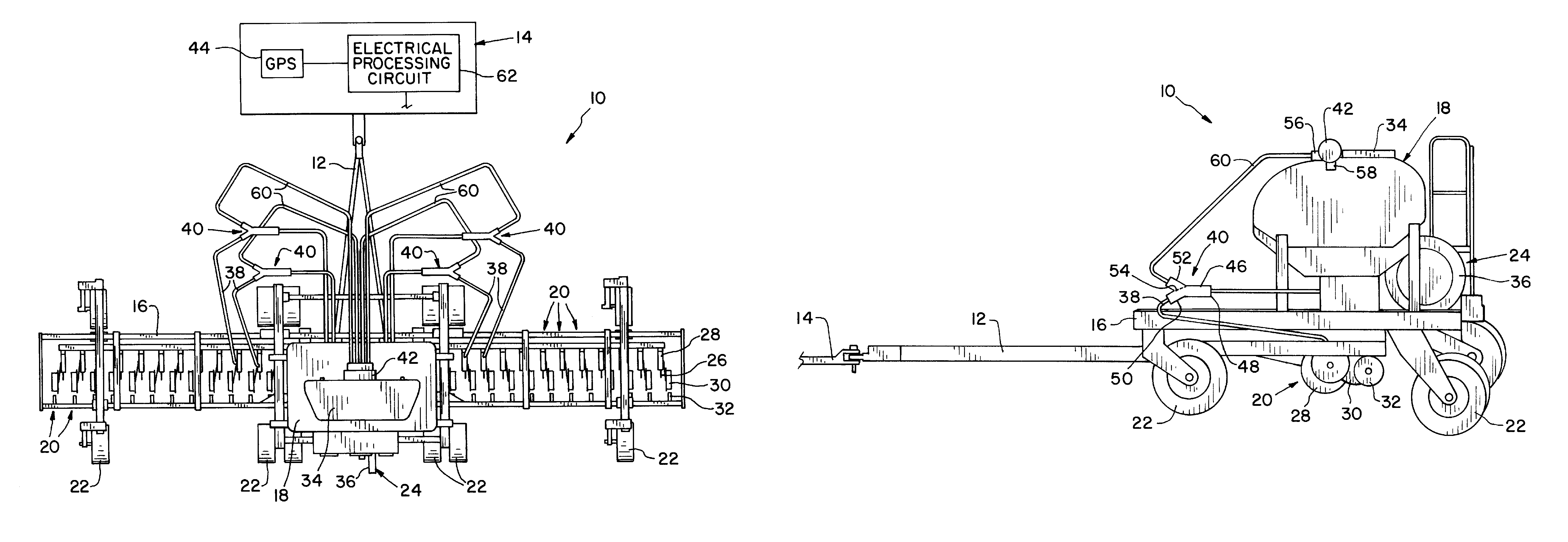 Air seeder with GPS based on/off control of individual row units