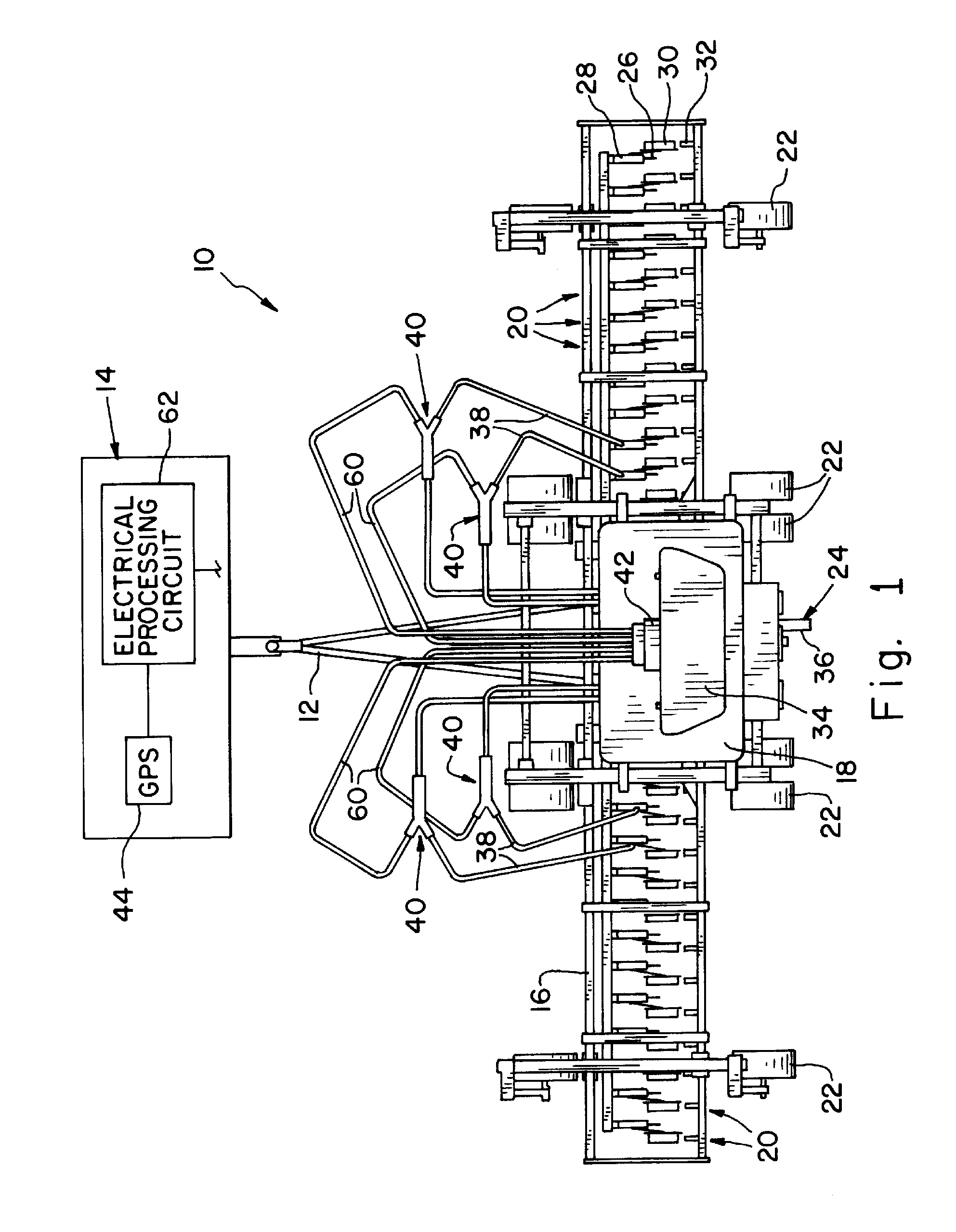 Air seeder with GPS based on/off control of individual row units