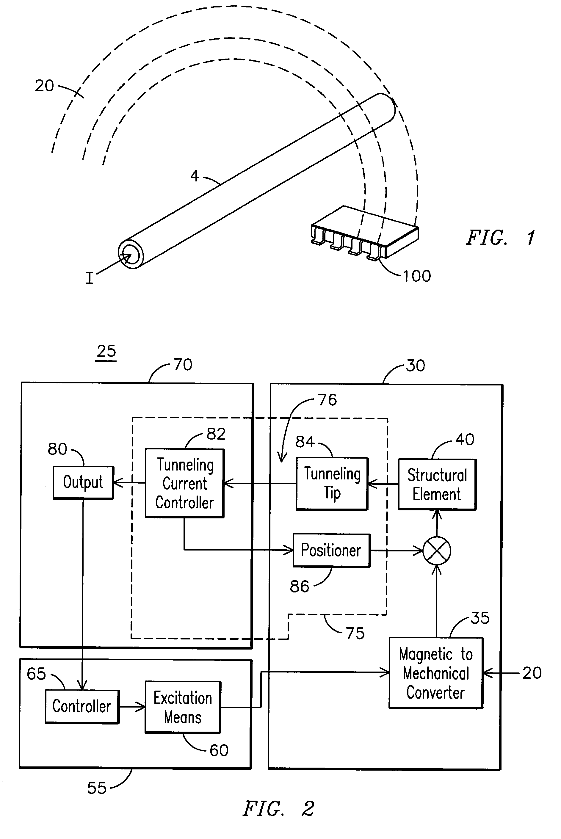 Micro-electromechanical system (MEMS) based current and magnetic field sensor using tunneling current sensing