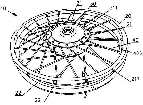 Tubeless spoke-type aluminum alloy rim wheel set for motorcycle