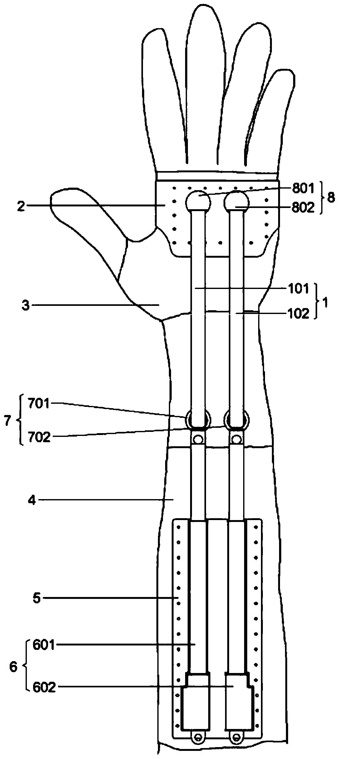 A flexible exoskeleton wrist function rehabilitation device based on spring leaf drive