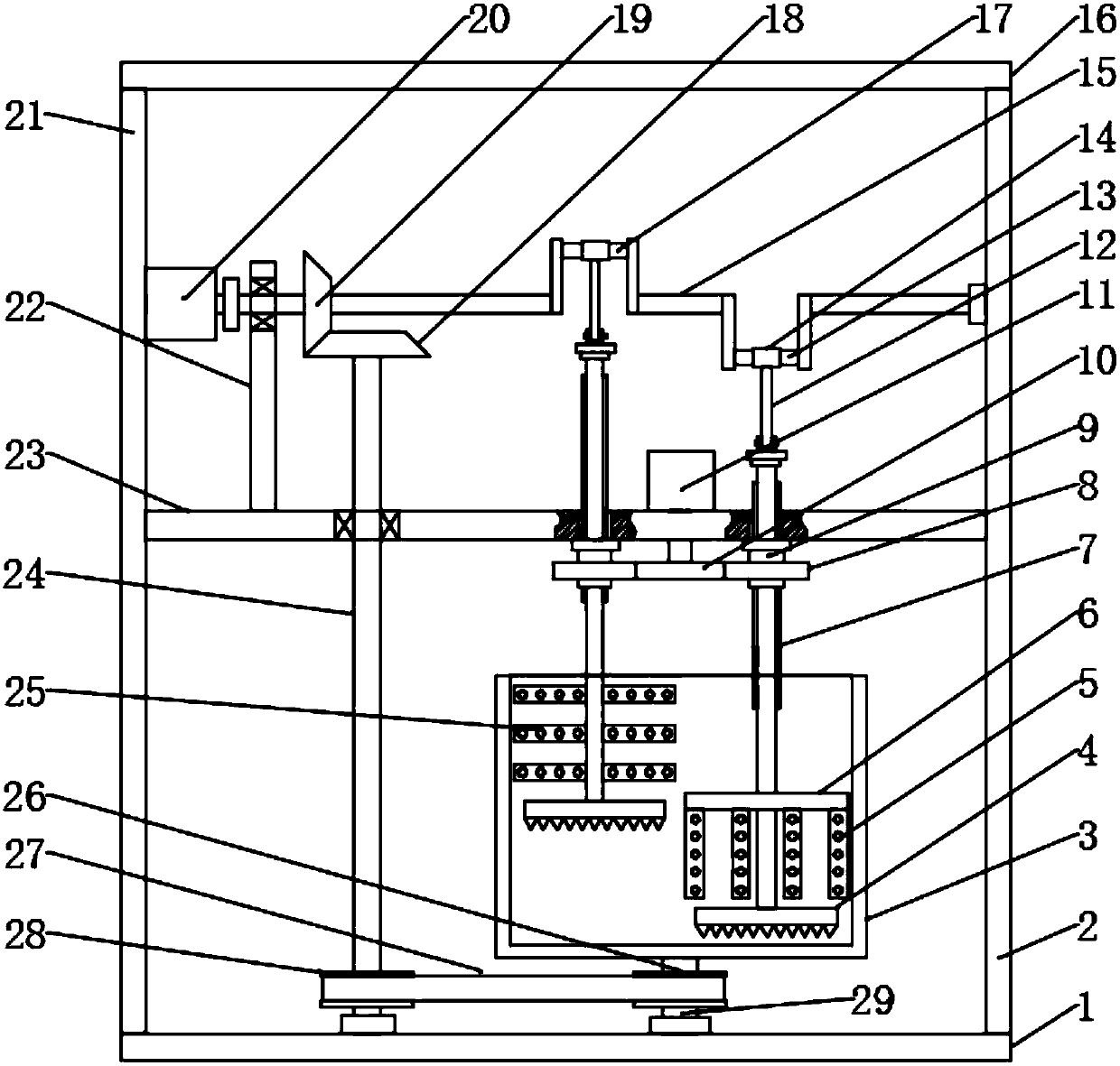 Raw material mixing device for road bridge construction