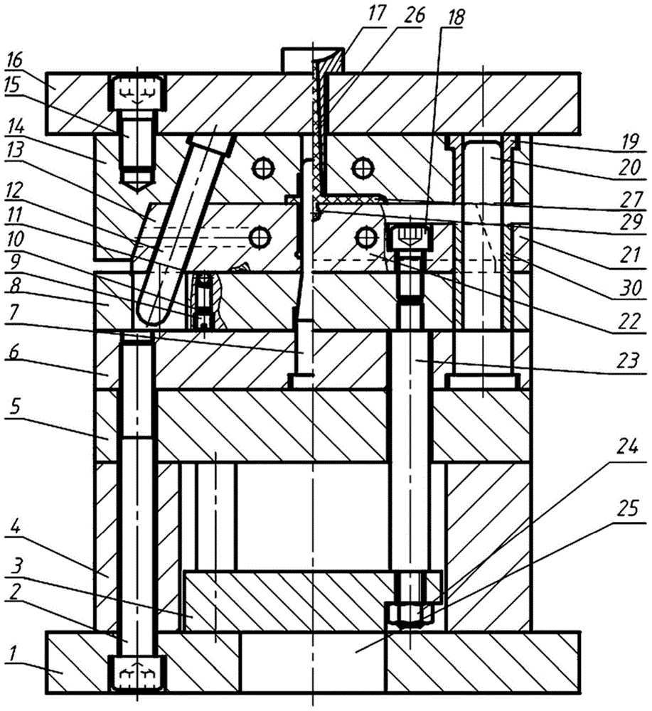 Injection mould of automatically cutting side gate in mould