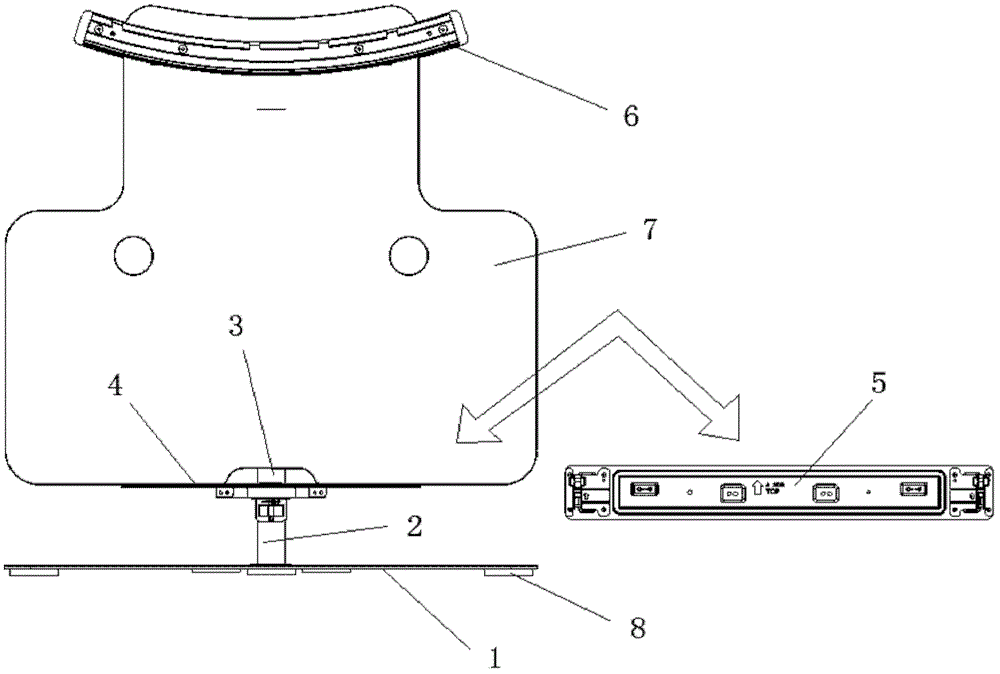 Audio-visual combined base of FTV (flat television) desktop