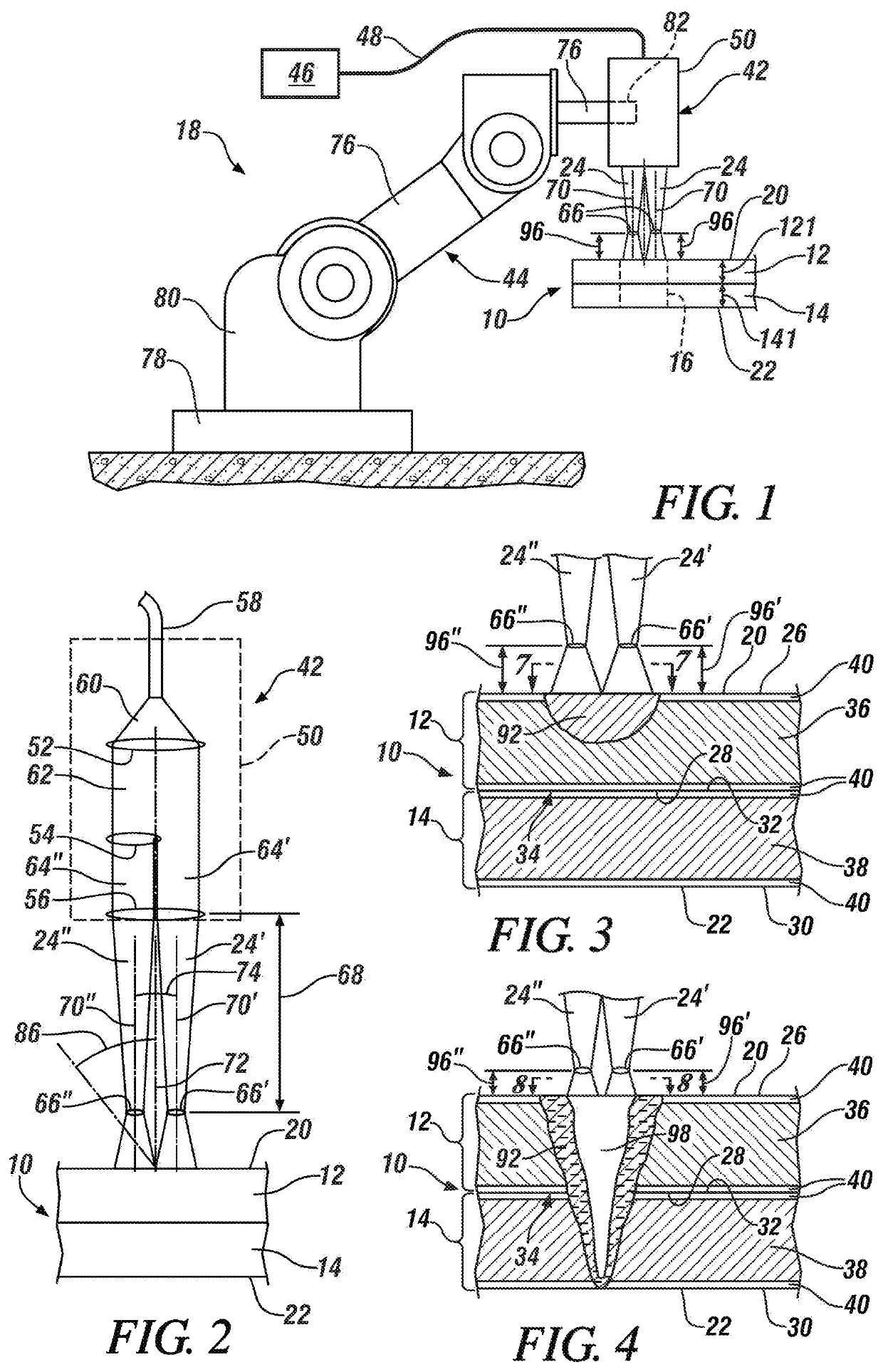 Multi-beam laser spot welding of coated steels