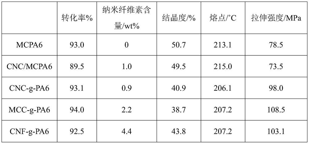 In-situ preparation method of nano cellulose surface grafted nylon 6 composite material