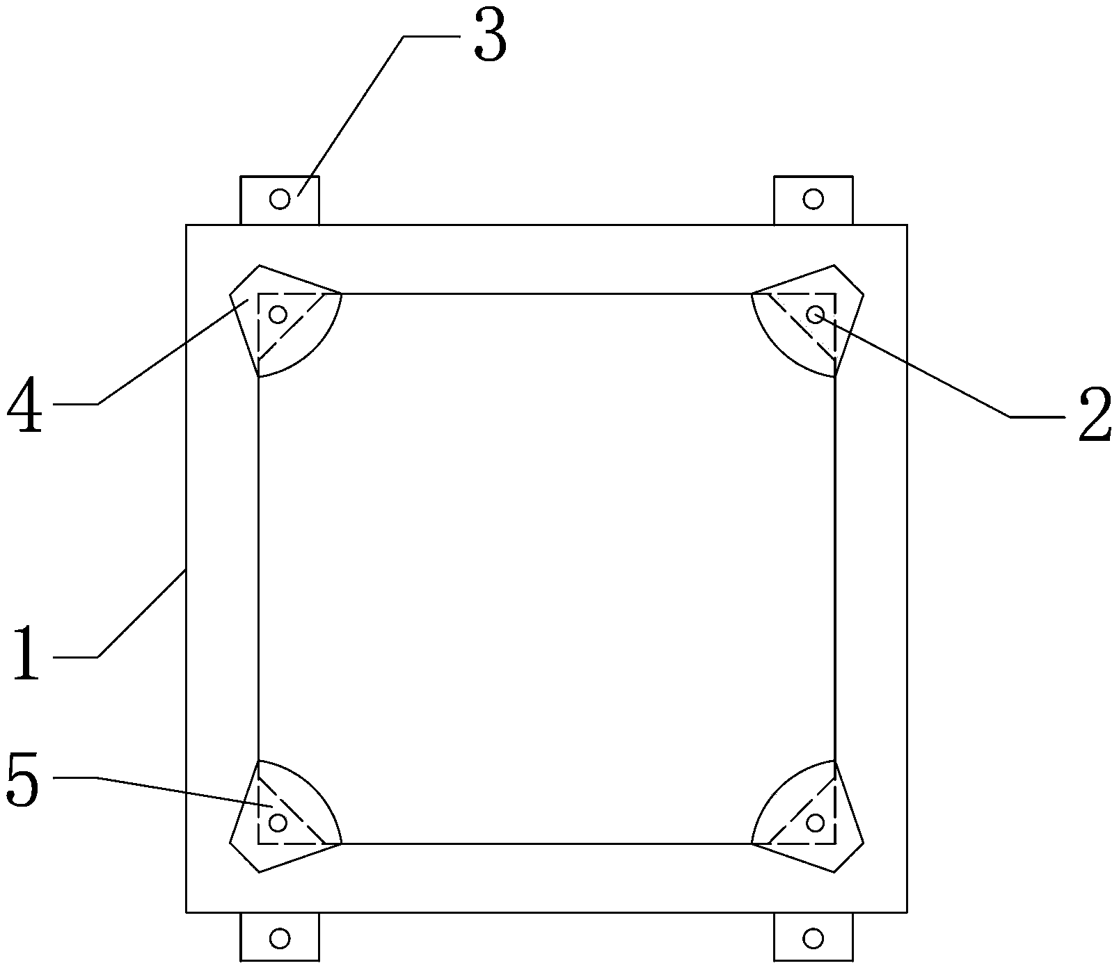 LED (light emitting diode) panel fixing rack with fan-shaped pressing sheet